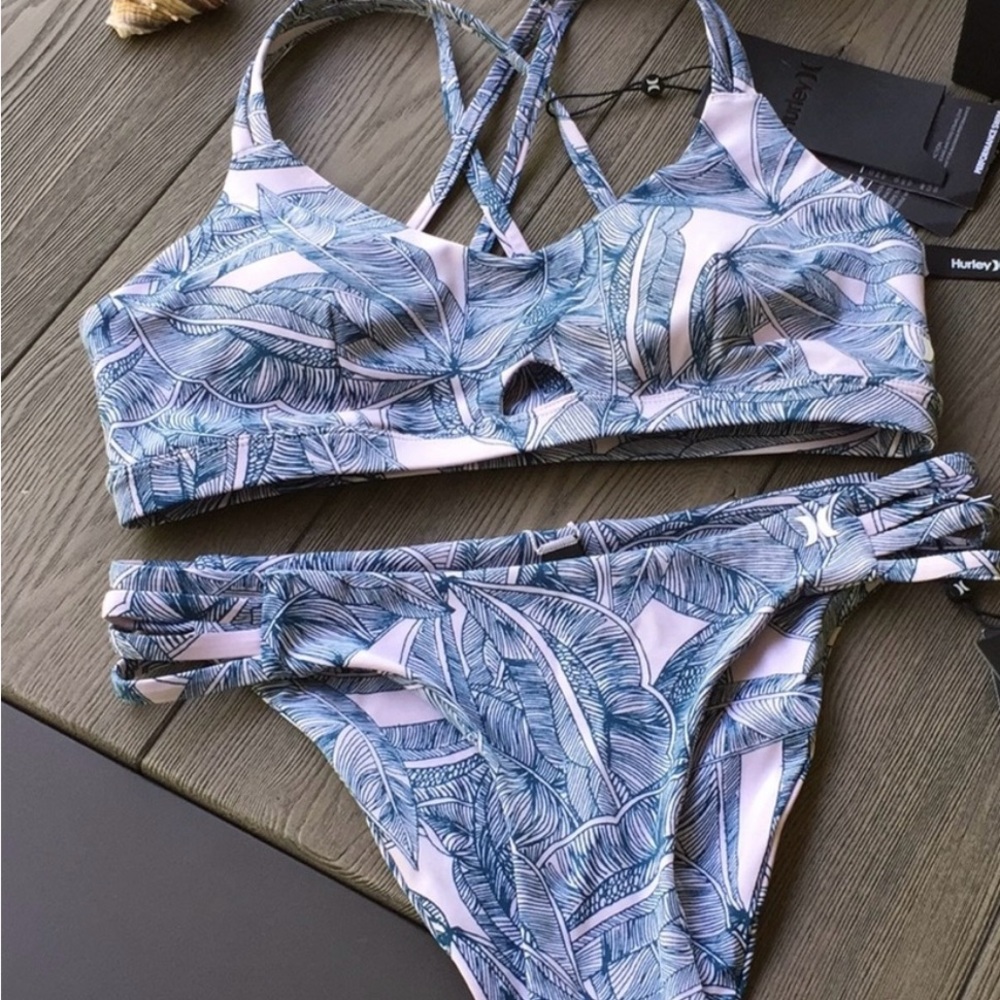 Hurley Blue Leaf Print Bikini